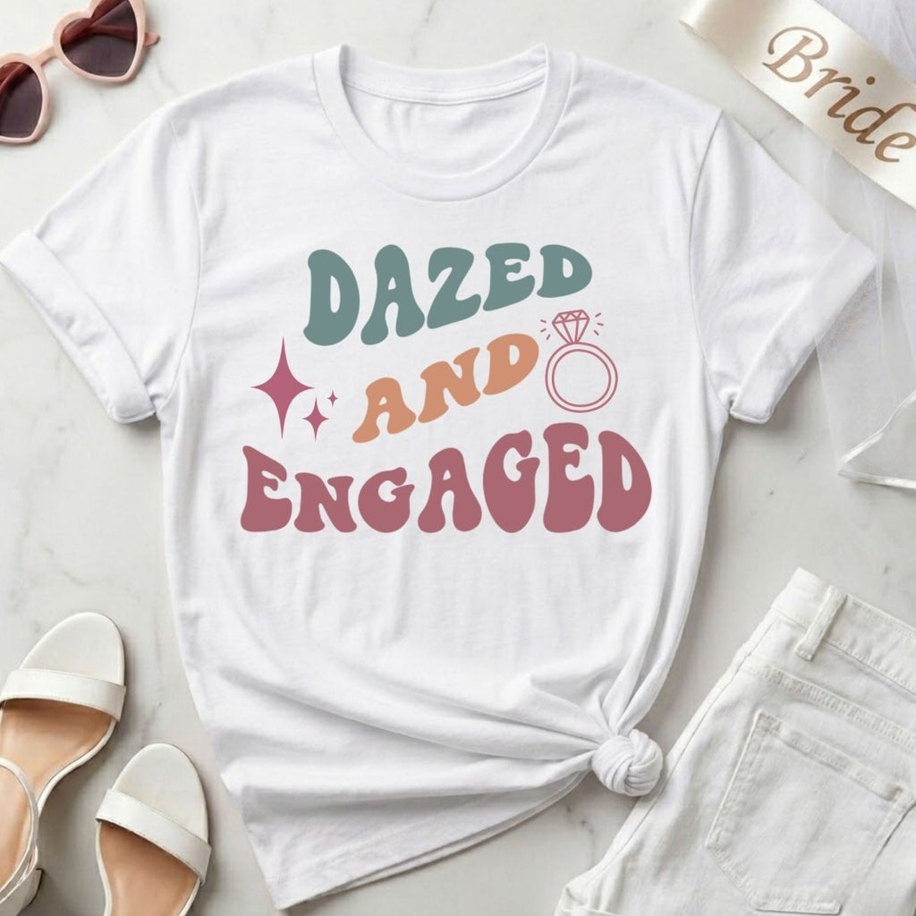 Dazed and Engaged Matching Group Shirts | Funny Disco Bachelorette Party Shirt - YellownBlue