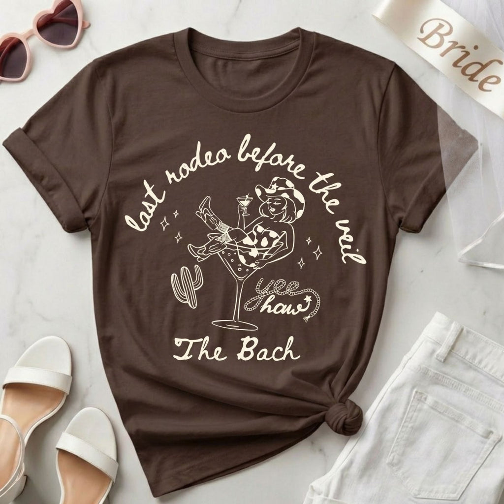 Last Rodeo Western Matching Bachelorette T-Shirt | Bride Squad Bach Party Trip Shirt - YellownBlue