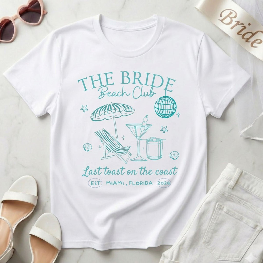 Beach Bachelorette T-Shirt | Bride Squad Bach Party Trip Shirt - YellownBlue