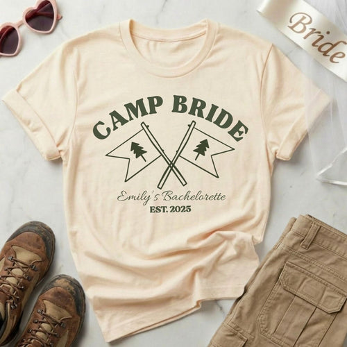 Camp Bachelorette Shirts Group sets | Matching Bride Squad Camping Bach Party Shirt - YellownBlue