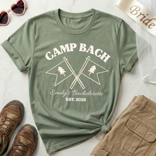 Camp Bachelorette Shirts Group sets | Matching Bride Squad Camping Bach Party Shirt - YellownBlue
