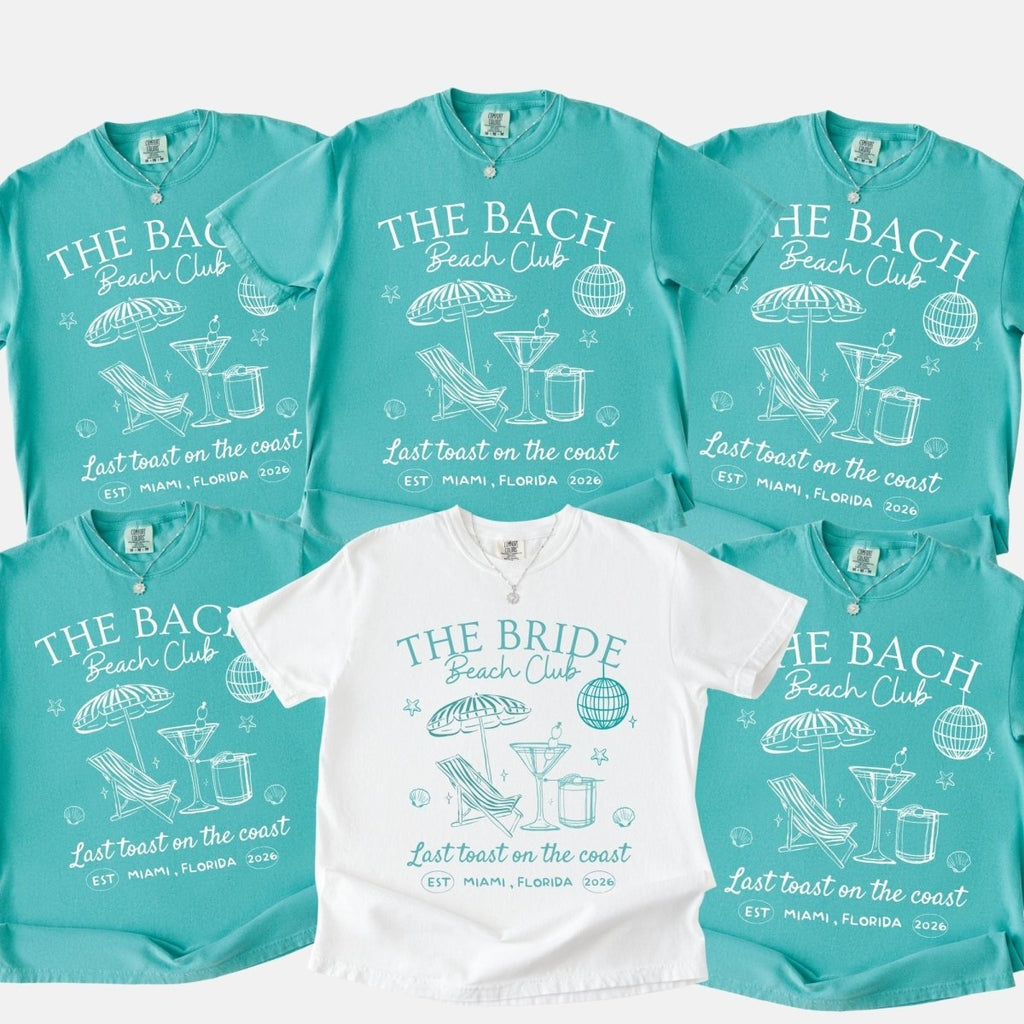 Beach Bachelorette T-Shirt | Bride Squad Bach Party Trip Shirt - YellownBlue