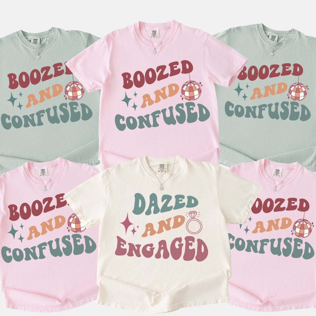 Dazed and Engaged Matching Group Shirts | Funny Disco Bachelorette Party Shirt - YellownBlue