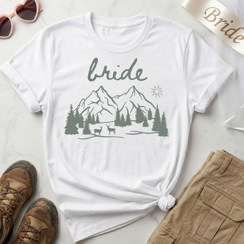 Cabin Crew Matching Camp Bachelorette Shirts | Bride Squad Camping Bach Party Shirt - YellownBlue