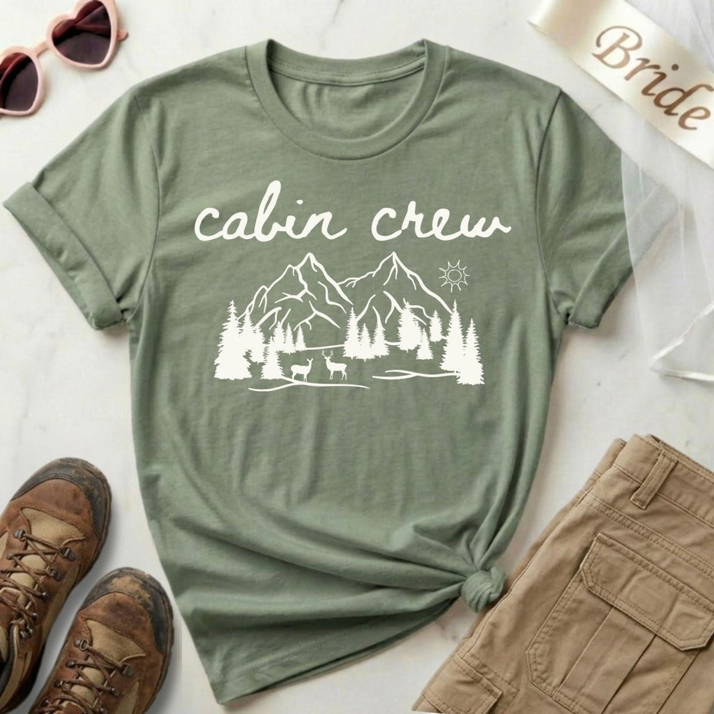 Cabin Crew Matching Camp Bachelorette Shirts | Bride Squad Camping Bach Party Shirt - YellownBlue