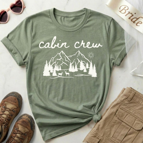 Cabin Crew Matching Camp Bachelorette Shirts | Bride Squad Camping Bach Party Shirt - YellownBlue