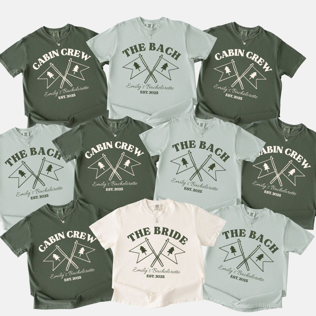 Camp Bachelorette Shirts Group sets | Matching Bride Squad Camping Bach Party Shirt - YellownBlue