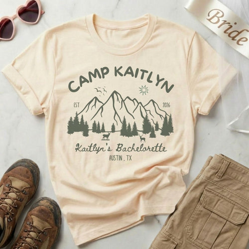 Camp Bachelorette Shirts Sets | Matching Bride Squad Camping Bach Party Shirt - YellownBlue