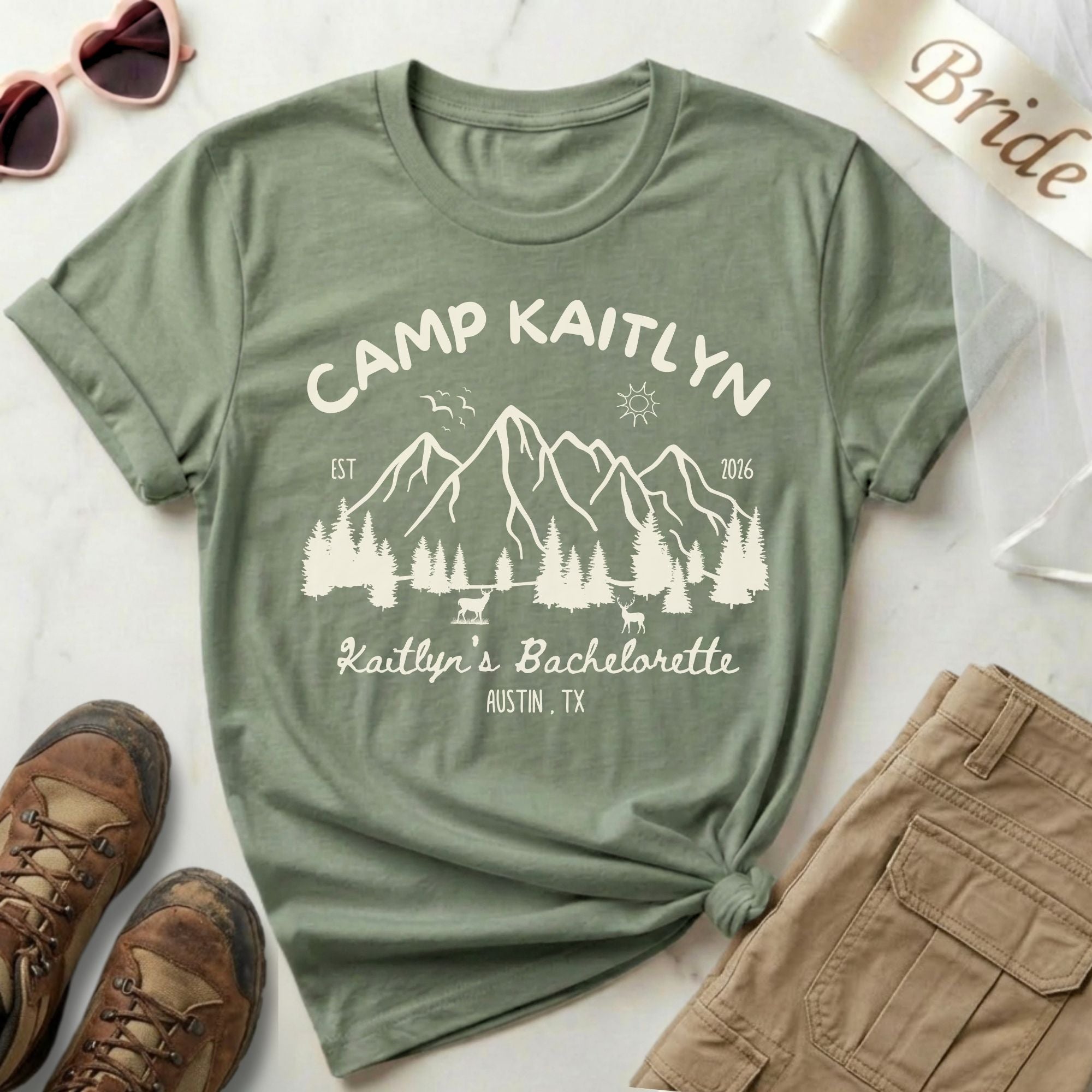 Camp Bachelorette Shirts Sets | Matching Bride Squad Camping Bach Party Shirt