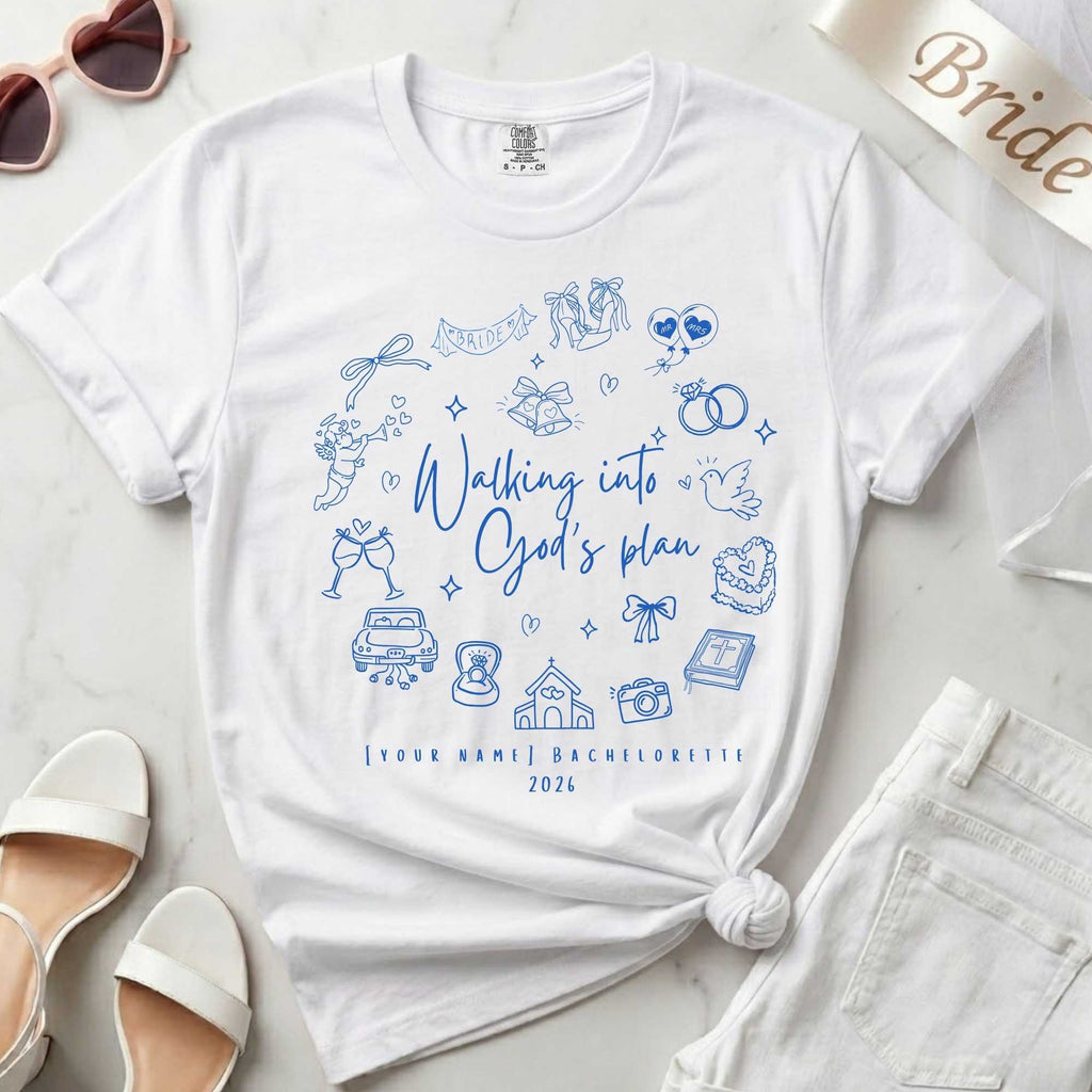 Walking Into God's Plan Bride T-Shirt | Custom Christian Bachelorette Tee