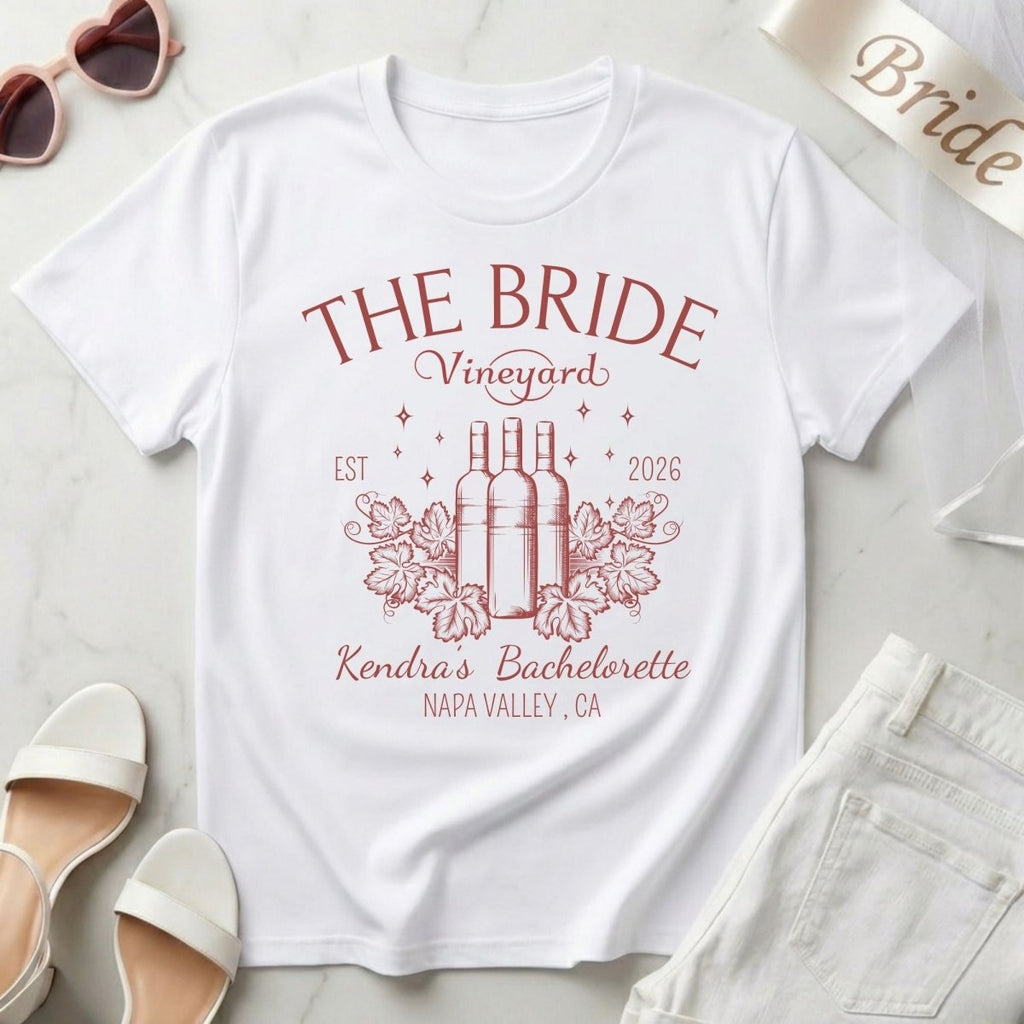 Matching Wine Themed Bachelorette T-Shirt | Winery Bach Party Shirt - YellownBlue
