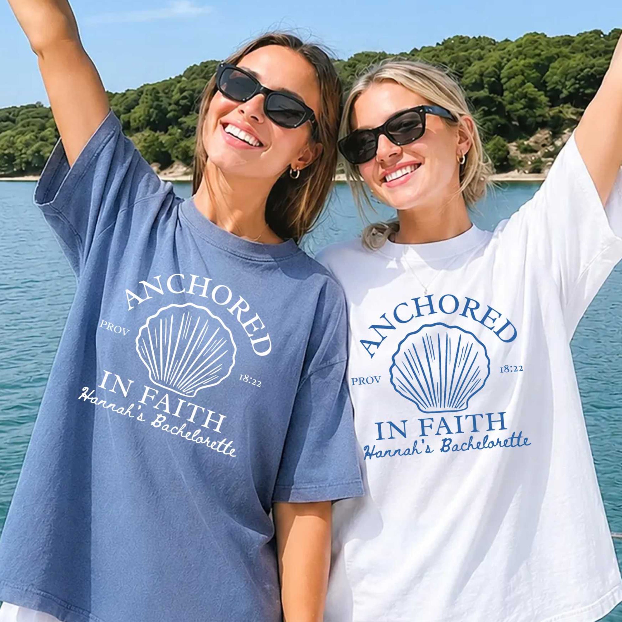 Anchored in Faith Bachelorette T-Shirt | Custom Coastal Christian Bride