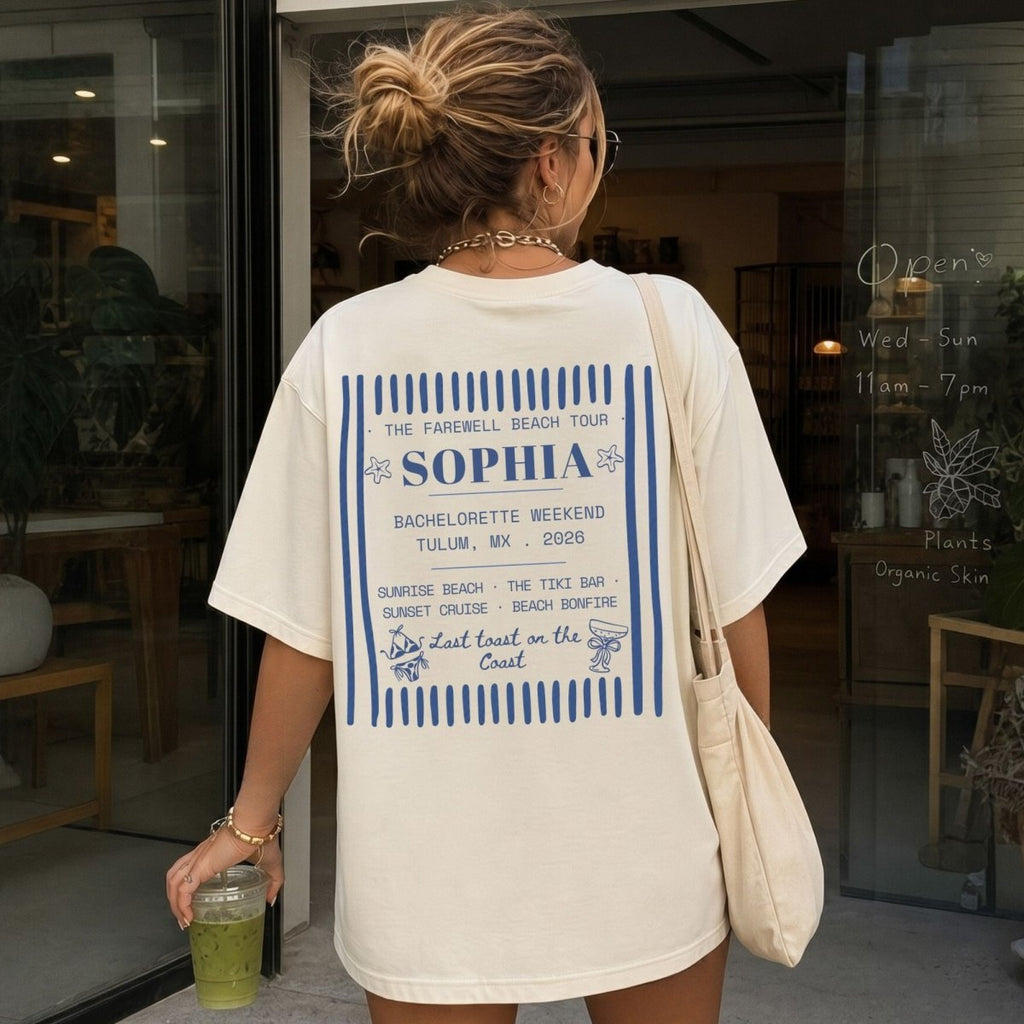 The Farewell Beach Tour Custom Bachelorette T-Shirt - YellownBlue