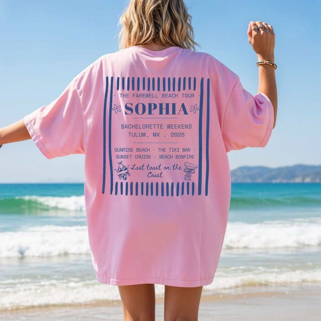The Farewell Beach Tour Custom Bachelorette T-Shirt - YellownBlue
