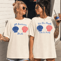 All American Bride & Squad Bachelorette Custom T-Shirt Set - YellownBlue