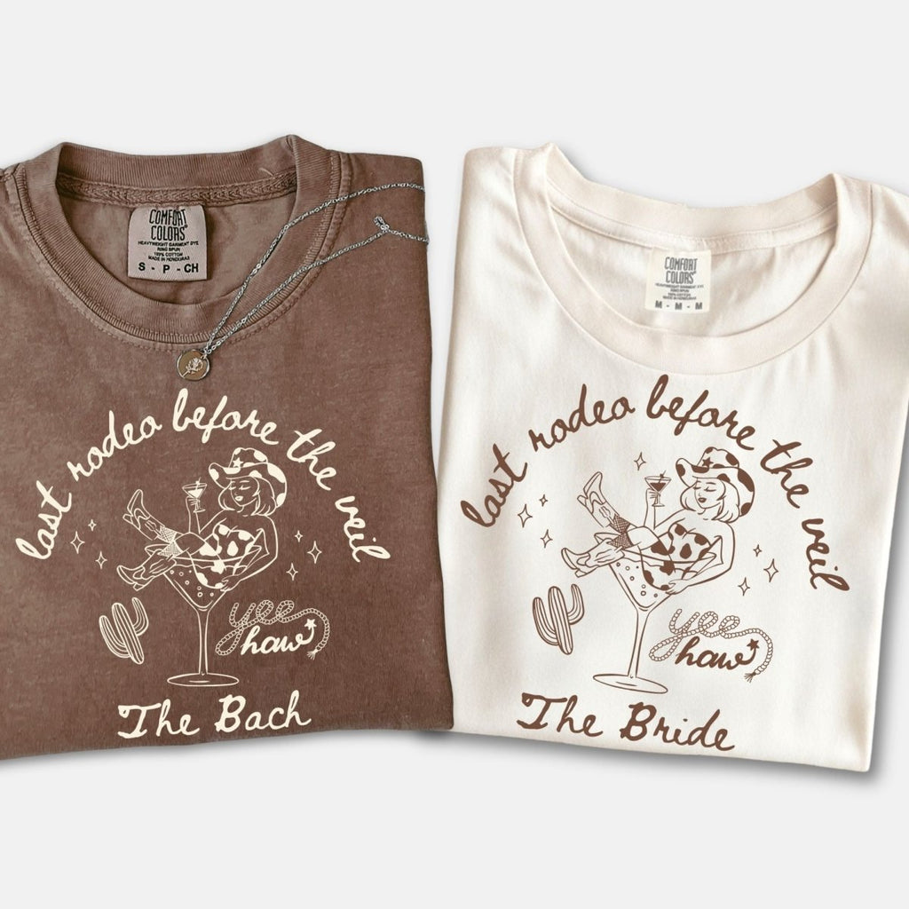 Last Rodeo Western Matching Bachelorette T-Shirt | Bride Squad Bach Party Trip Shirt - YellownBlue